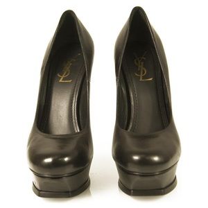 Saint Laurent Black Leather Platform Pumps Size 38.5